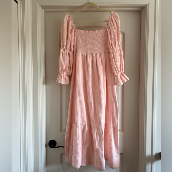 NWT Smocked Midi Dress in Light Pink - Picture 2 of 7